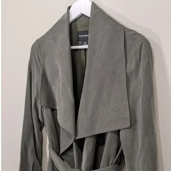 Club Monaco 'Ellayne' Trench Coat Seaweed Green Neutral Classic - Size S - Picture 2 of 9